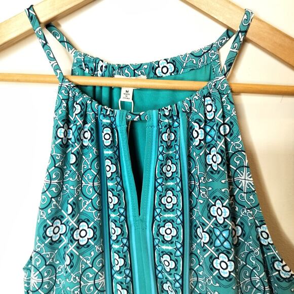 Max Studio Floral Dress Keyhole Neck Sleeveless Stretch - Picture 4 of 7